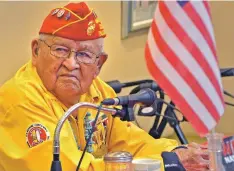  ?? SAM GREEN/ASSOCIATED PRESS FILE PHOTO ?? Navajo Code Talker Samuel Sandoval talks in 2013 in Cortez, Colo., about his experience­s in the military.