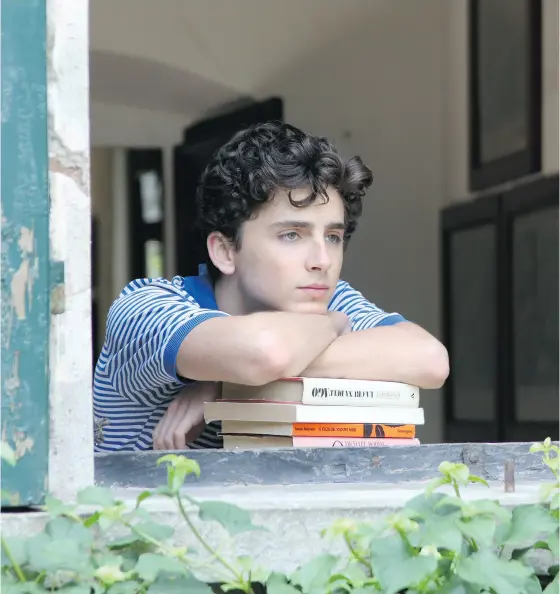  ?? PHOTOS: SONY PICTURES CLASSICS VIA THE ASSOCIATED PRESS ?? Timothée Chalamet stars as the virginal, book-learned Elio in Italian director Luca Guadagnino’s Call Me By Your Name.