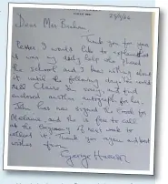  ?? ?? Hard day’s write..George’s letter to fans