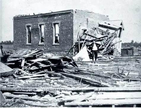  ?? PHOTOS PROVIDED BY DENNIS GANNON/SPECIAL TO THE STANDARD ?? The North Ward School, located on Smythe Stree, was left a ruin.