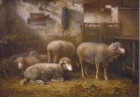  ??  ?? Matilda Lotz (1858-1978), Stable Interior with Sheep, ca. 1900. Oil on canvas. Collection of Kurt Kasten. Images courtesy Emerging from the Shadows, St. Gaudens.