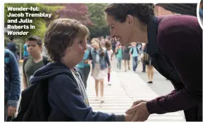  ??  ?? Wonder-ful: Jacob Tremblay and Julia Roberts in Wonder