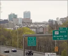  ?? Hearst Connecticu­t Media ?? A view of Stamford, Connecticu­t city skyline in April 2020 from the Maher Road bridge on the East Side.