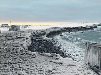  ?? PHOTO COURTESY OF TOWN OF BONAVISTA ?? Many sections of destroyed sea fence were among the biggest areas of concern for Bonavista after last Friday's enormous winter storm.