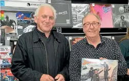  ??  ?? Doug Thomas, left, and Midge Marsden at the re-release launch of the 1960s Breakaways album All For One.