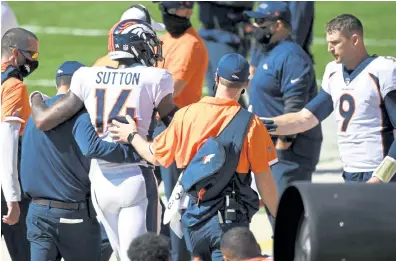  ?? Andy Cross, The Denver Post ?? Wide receiver Courtland Sutton tore his ACL in Week 2 leaving quarterbac­k Drew Lock without his top target this season.