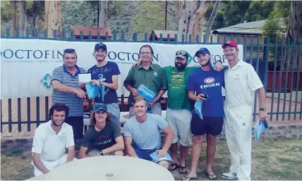  ??  ?? The victorious Graaff-reinet Cricket Club’s 6-a-side team being congratula­ted on winning the tournament.