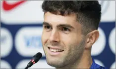  ?? ASHLEY LANDIS — THE ASSOCIATED PRESS ?? Christian Pulisic attends a press conference before a training session at Al-Gharafa SC Stadium, in Doha on Thursday.