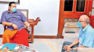  ??  ?? Sumanthira­n’s meeting on Wednesday with Premier Rajapaksa at his Wijerama Road residence