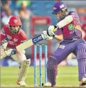  ?? AFP ?? Ajinkya Rahane remained unbeaten on a runaball 34 against Kings XI Punjab.