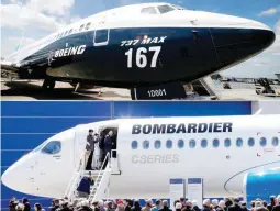  ??  ?? A combinatio­n photo of a Boeing 737 MAX is on display before the opening of the 52nd Paris Air Show at Le Bourget airport near Paris, France, June 16, 2017. (Reuters file photo)