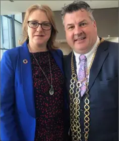  ??  ?? Senator Alice-Mary Higgins with Mayor of Wexford George Lawlor.