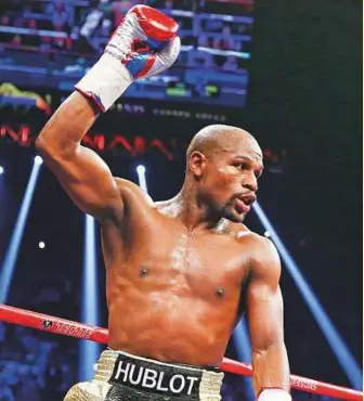  ?? AP ?? Floyd Mayweather Jr has asked US authoritie­s for more time to pay his 2015 tax bill, the year of his money-spinning mega-fight with Manny Pacquiao, filings show.