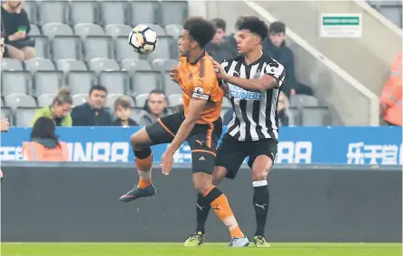  ??  ?? New Bath signing Donovan Wilson pictured in action for Wolves U23 against Newcastle in 2017