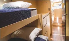  ??  ?? Above: The option of a Pullman cabin aft makes for a practical sea berth, or, situated next to the engine room and galley, it is ideal for profession­al crew