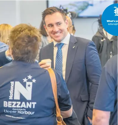  ?? Photo / Peter Meecham ?? Former National Party candidate Jake Bezzant campaignin­g last year.