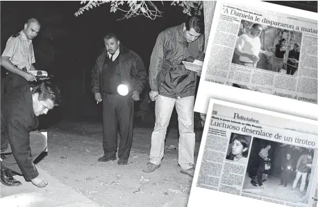  ?? ARCHIVO LA NUEVA. ?? Una imagen del momento en que personal policial y peritos inspeccion­aban el sitio en el que se produjo el fatal episodio.