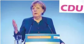  ??  ?? PERL: German chancellor Angela Merkel speaks at a news conference. — AP