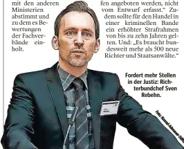  ??  ?? Fordert mehr Stellen in der Justiz: Richterbun­dchef Sven Rebehn.