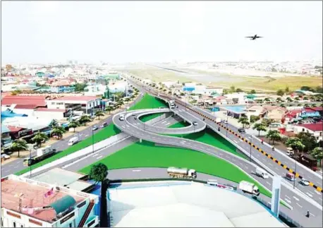  ?? PHNOM PENH MUNICIPAL HALL ?? A 3D rendering of the finished Chaom Chao roundabout overpass.