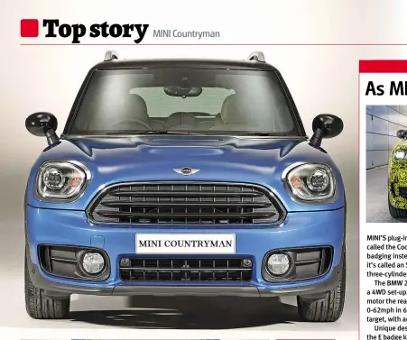  ??  ?? BIGGER Not only is new Countryman wider than before, it has a bigger boot; this offers 100 litres more space, at 450 litres with the seats up or 1,309 litres when they’re folded