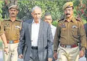  ?? PTI PHOTO ?? Dineshwar Sharma, Centre's special representa­tive for Kashmir, on his way to a meeting in Jammu on Friday.