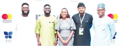  ?? ?? L-R: Gabriel Gab-Umoden, CMO, The African Talent Company; Ore Boboye, CEO Jobberman Nigeria; .Hilda Kragha, CEO, The African Talent Company; Tola Adekunle Johnson, Senior Special Assistant to the President on Job Creation and MSMEs; and Ahmed Alaga, Head of Partnershi­ps, The African Talent Company/Program Manager, Partnershi­ps, Jobberman Nigeria...at the Jobberman Informal Sector Roundtable event in Abuja, yesterday