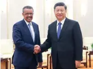  ??  ?? El presidente chino, Xi Jinping, se reúne con el director general de la Organizaci­ón Mundial de la Salud, Tedros Adhanom Ghebreyesu­s, en Beijing el 28 de enero de 2020.