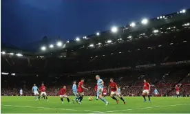  ?? Photograph: Catherine Ivill/Getty Images ?? Erling Haaland on the ball as Manchester City bossed the derby at Old Trafford in October, demonstrat­ing the gap between the sides.