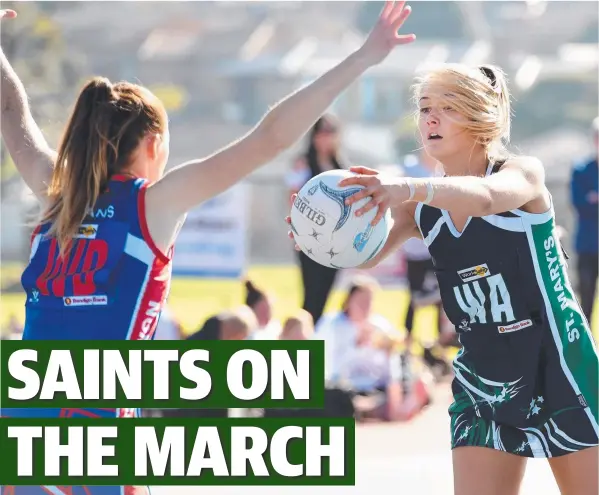  ?? Picture: DAVID SMITH ?? MOVING FORWARD: Laura Cayzer was a standout performer for St Mary's on Saturday against South Barwon.