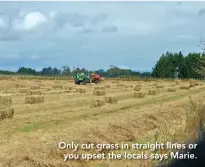  ??  ?? Only cut grass in straight lines oryou upset the locals says Marie.