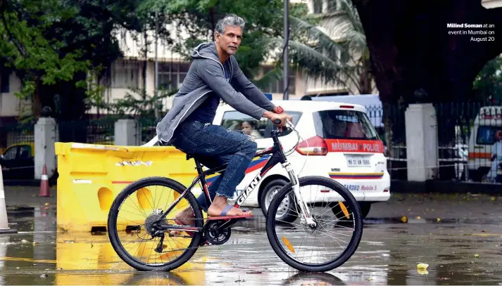  ??  ?? Milind Soman at an event in Mumbai on August 20