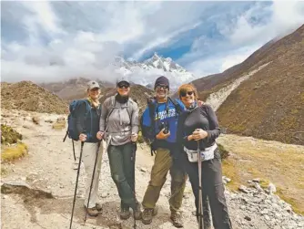  ?? COURTESY PHOTOS ?? FROM START... Rappahanno­ck residents Marianne Clyde, Sara Hastreiter, Mike King and Monica Fernandi set off for Everest Base Camp to bring attention to clean water accessibil­ity.