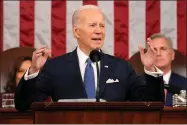  ?? AP PHOTO ?? President Joe Biden speaks during his State of the Union address.