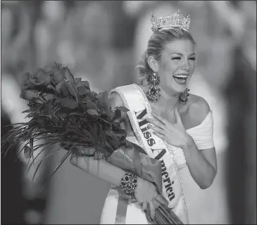  ?? The Associated Press ?? STEP DOWN: Miss New York Mallory Hytes Hagan reacts as she is crowned on Jan. 12, 2013, as Miss America 2013 in Las Vegas. Some former Miss Americas shamed in emails from the pageant’s CEO are calling on him and other leaders of the Miss America...