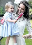  ?? CHRIS JACKSON/GETTY IMAGES ?? Catherine, Duchess of Cambridge, and Princess Charlotte at the children’s tea party.