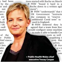  ??  ?? Public Health Wales chief executive Tracey Cooper