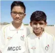  ??  ?? MCCC Blue Under-13 stars Chinmay Shekhar and Anirudh Ramaswamy.