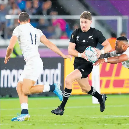  ??  ?? Beauden Barrett was underused at fullback but still brilliant in much of his play.