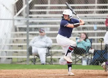  ?? (Photo courtesy of Texas A&M University-Texarkana/tamuteagle­s.com) ?? Texas A&M University-Texarkana freshman Grace Cantu hit her first collegiate home run during the Eagles’ win over Texas College on Tuesday in Tyler, Texas. Cantu is hitting a team-high .478 for the 21-2 Eagles.