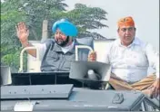  ??  ?? DAKHA ROADSHOW: CM Capt Amarinder Singh campaignin­g for Congress candidate Sandeep Sandhu on Tuesday. GURPREET SINGH/HT