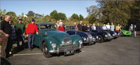  ??  ?? Owners of rare Allard cars from across the UK stopped off at the Brandon House Hotel recently.