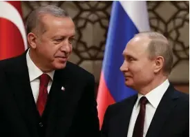  ?? FOTO: LEHTIKUVA/AFP/ADEM ALTAN ?? Turkiets president Recep Tayyip Erdogan och Rysslands president Vladimir Putin i Teheran.
