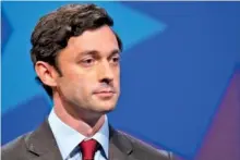  ?? AP PHOTO/BEN GRAY, POOL ?? Democratic challenger Jon Ossoff speaks during a debate on Dec. 6 in Atlanta.