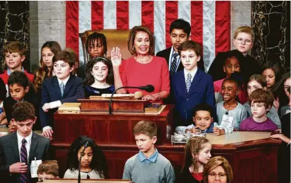  ?? Carolyn Kaster / Associated Press ?? “Our nation is at a historic moment,” Nancy Pelosi said after taking the oath of office as House speaker.