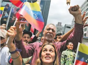 ??  ?? Supporters of Venezuelan President Nicolas Maduro wave Venezuelan flags outside of the National Assembly during the swearing-in ceremony of the Constituen­ts Assembly on Friday in Caracas.