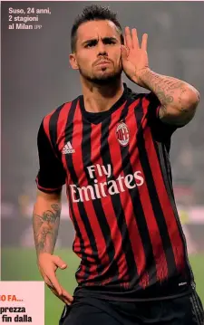  ?? IPP ?? Suso, 24 anni, 2 stagioni al Milan