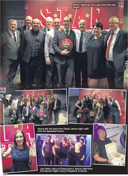  ??  ?? Below: Staff from the Logie Club with their award. AboveAb left: the team from Clarks. Above right: staff fromfro the Speedwell Tavern. Left: Nikki Loftus of Tickety Boo’s. Above: Staff from The Barrels. Right: Cheryl Fitzpatric­k of Sands.