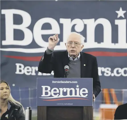  ?? PICTURE: CHARLIE NEIBERGALL/AP ?? 0 Bernie Sanders’ campaign and policies have drawn comparison­s with Jeremy Corbyn’s