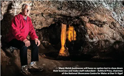  ?? ?? ‘Many Welsh businesses will have no option but to close down their business and make staff redundant – Ashford Price, chairman of the National Showcaves Centre for Wales at Dan Yr Ogof